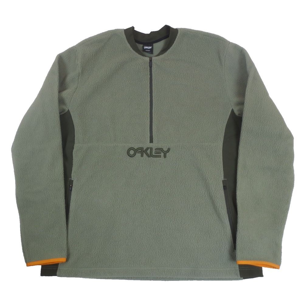 Oakley Fluffy‎ 1/2 Zip Jacket Mens 2XL Washed Army Embroidered Fleece Pullover